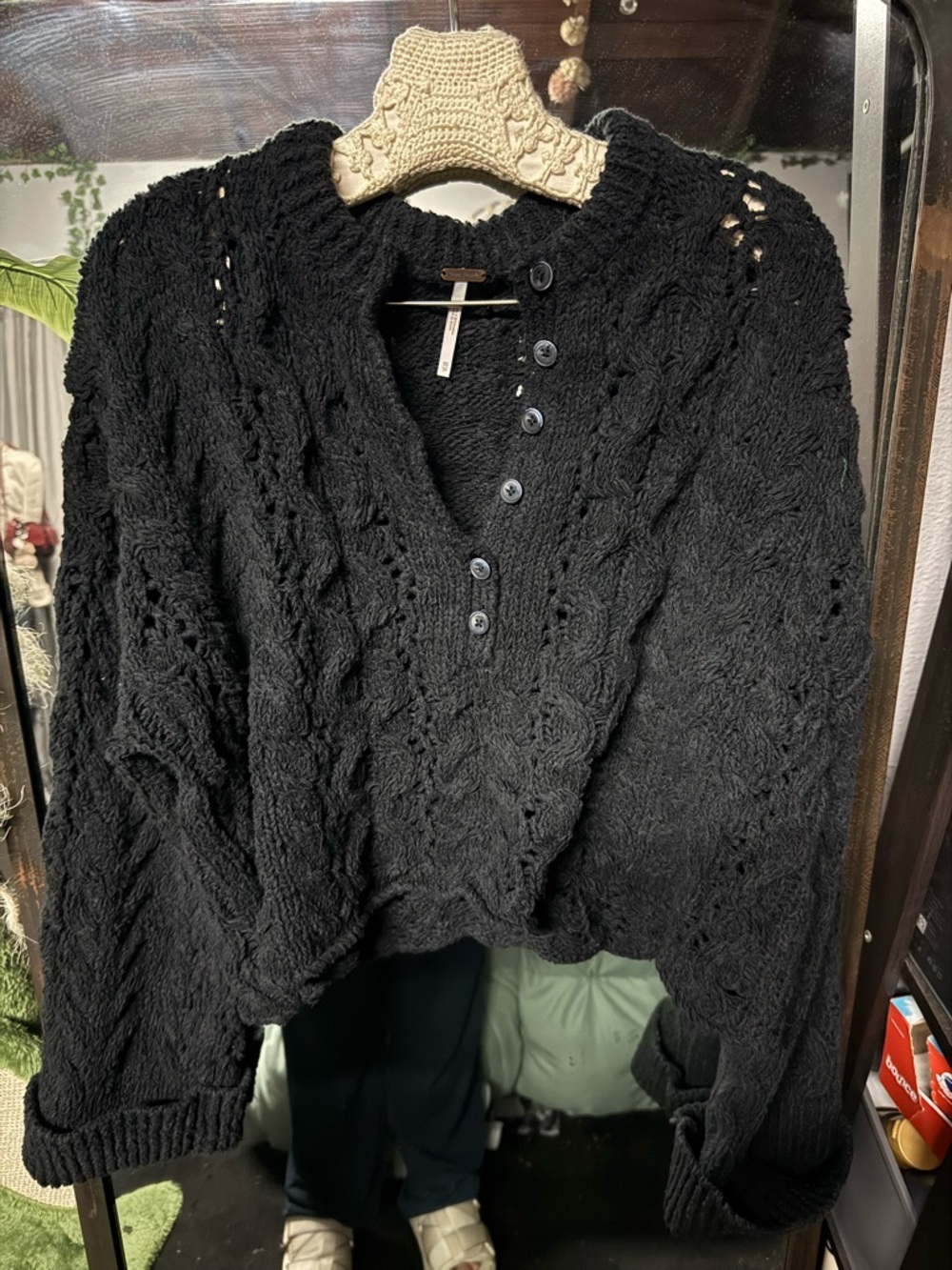 Free people chunky cropped open knit sweater
